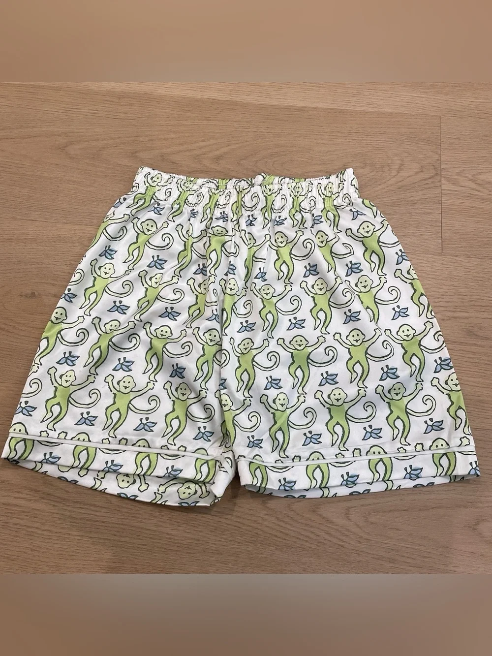 Amazon Essentials White and Green Monkey Print Pajama Set